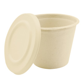 Sucarcane Lid Container 425ml Natural Ø9,5cm (50 Units)