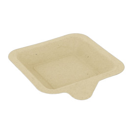 Sugarcane Plate with Handle Natural 11x11 cm (1000 Units)