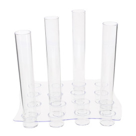 Plastic Serving Cup Carrier 16 Vial Slots PS Clear 15,5x15,5x1,6cm (2 Units)