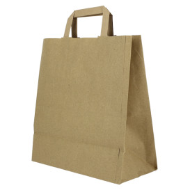 Flat Handle Kraft Paper Bags 80g/m² 26+14x29cm (50 Units)