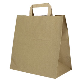 Flat Handle Kraft Paper Bags 80g/m² 28+17x29cm (250 Units)