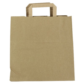 Flat Handle Kraft Paper Bags 80g/m² 28+17x29cm (250 Units)