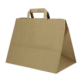 Flat Handle Kraft Paper Bags 80g/m² 32+21x26cm (50 Units)