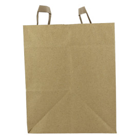 Flat Handle Kraft Paper Bags 80g/m² 32+21x26cm (50 Units)