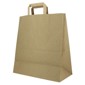 Flat Handle Kraft Paper Bags 80g/m² 32+16x35cm (50 Units)