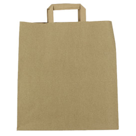 Flat Handle Kraft Paper Bags 80g/m² 32+16x35cm (50 Units)