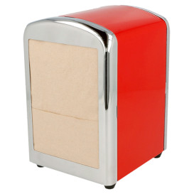 Napkin Steel Dispenser "Miniservis" Red 10,5x9,7x14cm (12 Units)