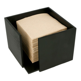 Bamboo Napkin Holder Black 13,5x13,5x10cm (12 Units)