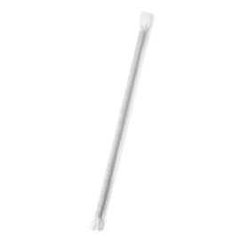 Paper Straw Straight Black Wrapped With a White Sleeve Ø0,6cm 21cm (250 Units)