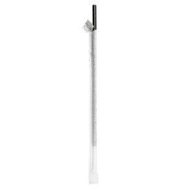 Paper Straw Straight Black Wrapped With a White Sleeve Ø0,6cm 21cm (250 Units)