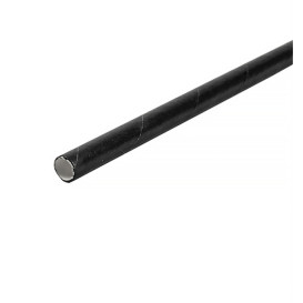 Paper Straw Straight Black Wrapped With a White Sleeve Ø0,6cm 21cm (250 Units)