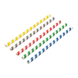 Paper Straw Straight Assorted "Ice Drink" Ø1cm (50 Units) 21cm (50 Units) 