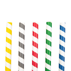 Paper Straw Straight Assorted "Ice Drink" Ø1cm (50 Units) 21cm (50 Units) 