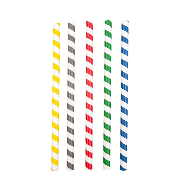 Paper Straw Straight Assorted "Ice drink" Ø1cm 21cm (2400 Units)