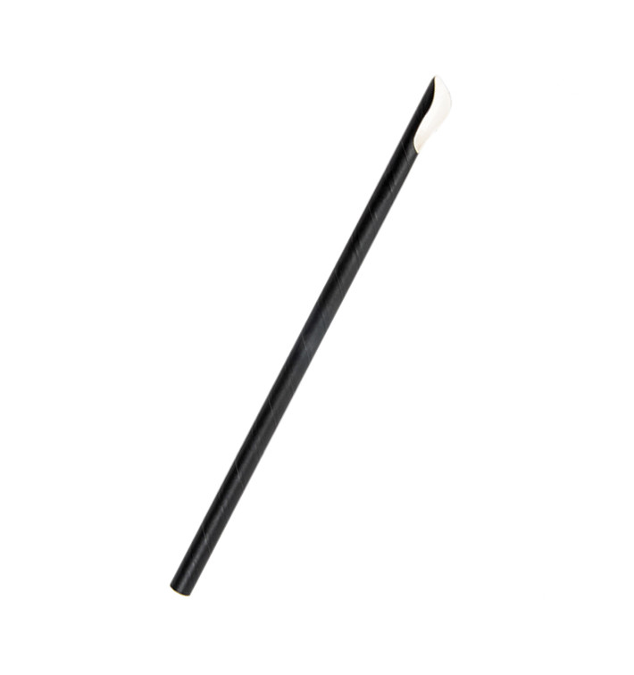 Paper Spoon Straw Straight Black Ø0,8cm 21cm (5000 Units)