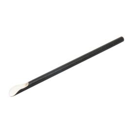 Paper Spoon Straw Straight Black Ø0,8cm 21cm (5000 Units)