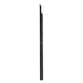 Paper Straw Straight Spoon Black Wrapped White Sleeve Ø0,8cm 21cm (1000 Units)