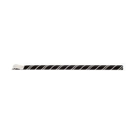 Paper Straw Straight Spoon Black Wrapped White Sleeve Ø0,8cm 21cm (100 Units) 