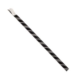 Paper Straw Straight Spoon Black Wrapped White Sleeve Ø0,8cm 21cm (100 Units) 