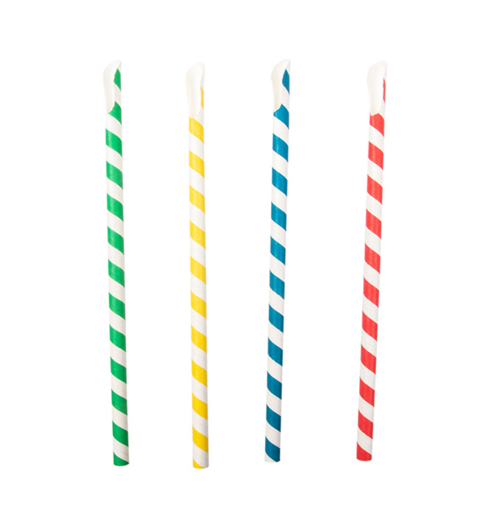 Paper Straw Straight Spoon Assorted Ø0,8cm 21cm (5000 Units)