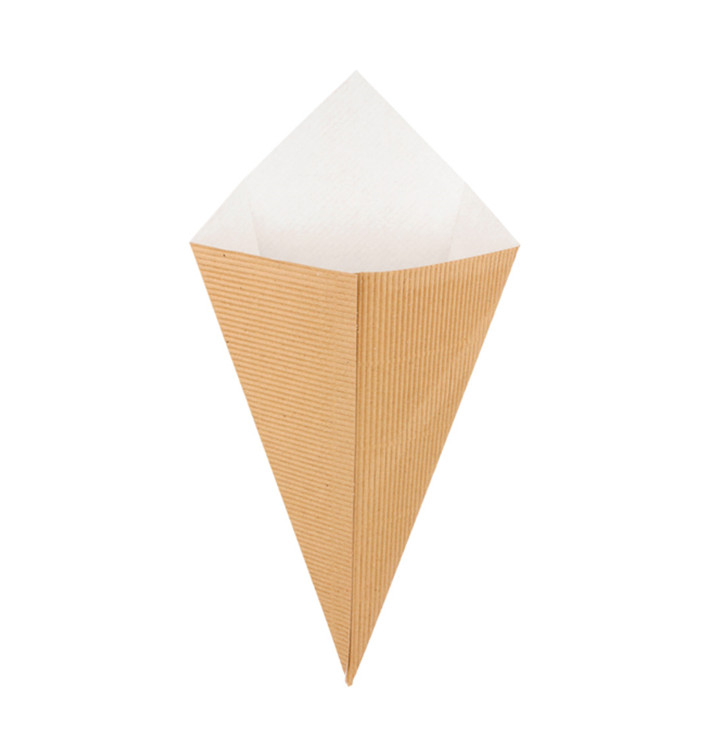 Paper Carrugated Dipping Cone Kraft 27cm 250g (600 Units)