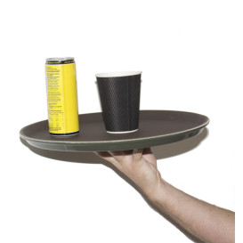 Plastic Tray Round Non-Slip Brown Ø35,5cm (12 Units)