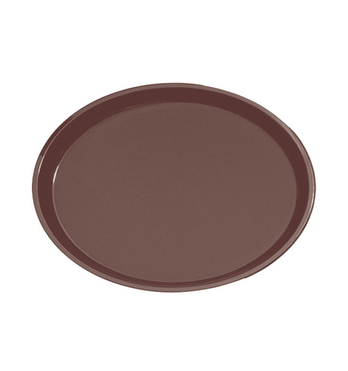 Plastic Tray Oval Non-Slip Brown 67,0x55,5cm (1 Unit) 