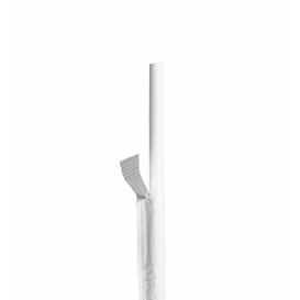 Paper Straw Straight White Wrapped With a White Sleeve Ø8mm 20cm (3.000 Units)