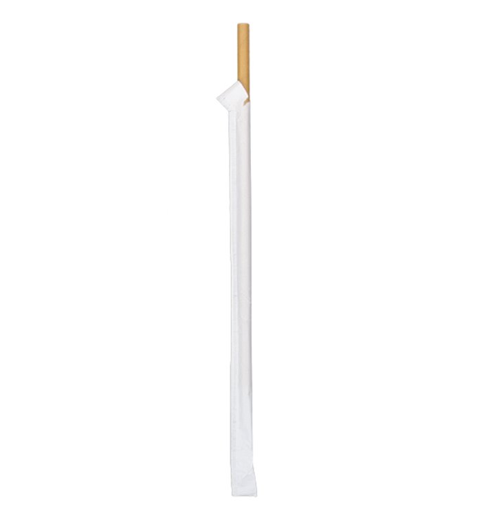 Paper Straw Straight Nature Wrapped With a Sleeve Ø8mm 20cm (100 Units)