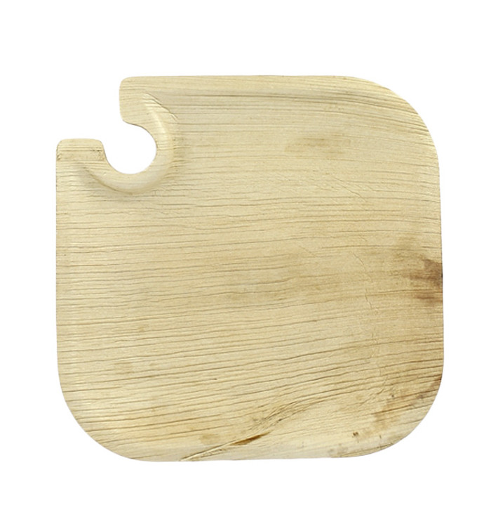 Palm Leaf Plate with Glass Holder 21x21x1,5cm (25 Units) 