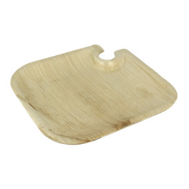 Palm Leaf Plate with Glass Holder 21x21x1,5cm (25 Units) 