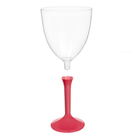 Plastic Stemmed Glass Wine Coral Removable Stem 300ml (20 Units)