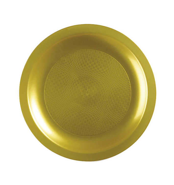 Plastic Plate Flat Gold "Round" PP Ø18,5 cm (25 Units) 