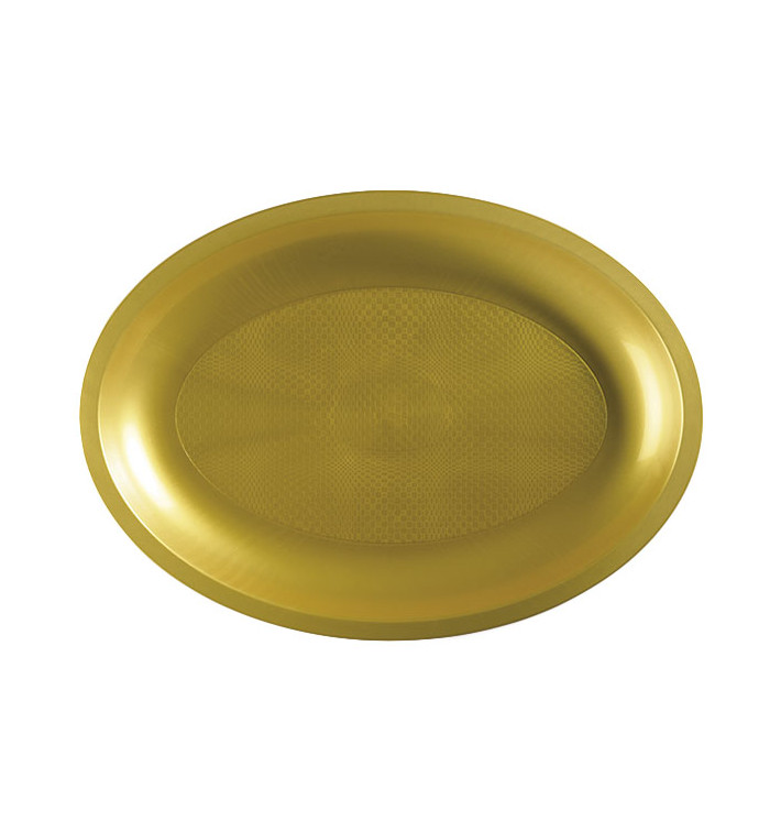 Plastic Platter Microwavable Oval Shape Gold "Round" 31,5x22 cm (10 Units)