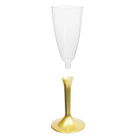 Plastic Stemmed Flute Sparkling Wine Gold 120ml 2P (200 Units)