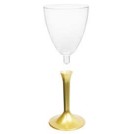 Plastic Stemmed Glass Wine Gold Removable Stem 180ml (40 Units)