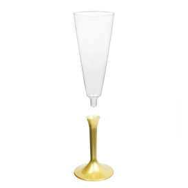 Plastic Stemmed Flute Sparkling Wine Gold 160ml 2P (200 Units)