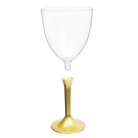 Plastic Stemmed Glass Wine Gold Removable Stem 300ml (200 Units)