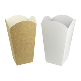 Paper Popcorn Box Large Size White 150gr 8,7x13x20,3cm (25 Units) 