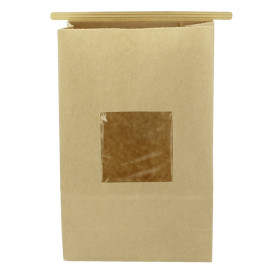 Paper Bag without Handle Kraft and Window 15+7x23cm (1000 Uds)