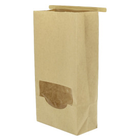 Paper Bag without Handle Kraft and Window 12+6x23,5cm (1000 Uds)