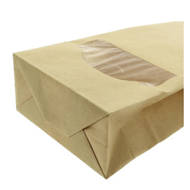 Paper Bag without Handle Kraft and Window 12+6x23,5cm (1000 Uds)