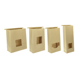 Paper Bag without Handle Kraft and Window 12+6x23,5cm (1000 Uds)