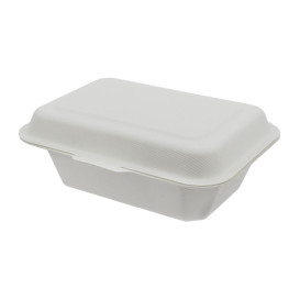 Sugarcane Hinged Container "Menu Box" White 13,6x18,2x6,4cm (50 Units) 