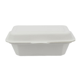 Sugarcane Hinged Container "Menu Box" White 13,6x18,2x6,4cm (50 Units) 