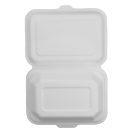 Sugarcane Hinged Container "Menu Box" White 13,6x18,2x6,4cm (50 Units) 