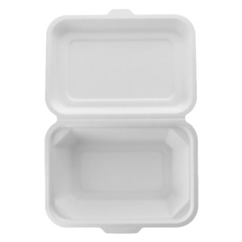 Sugarcane Hinged Container "Menu Box" White 13,6x18,2x6,4cm (50 Units) 