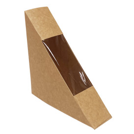 Paper Take-Out Container with Window Kraft 125x38x125mm (500 Units) 