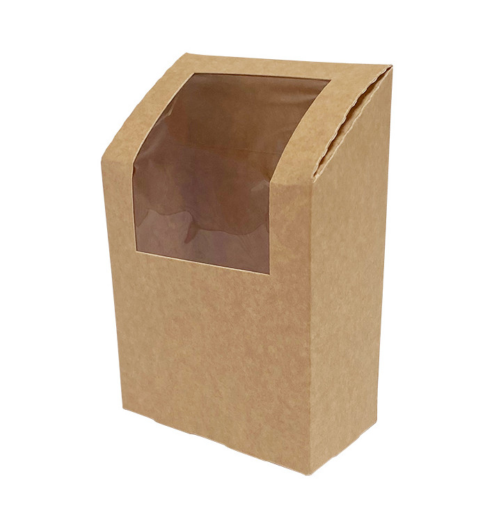 Paper Take-Out Container with Window Kraft for Wrap 90x50x130mm (500 Units) 