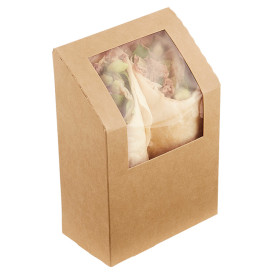 Paper Take-Out Container with Window Kraft for Wrap 90x50x130mm (500 Units) 